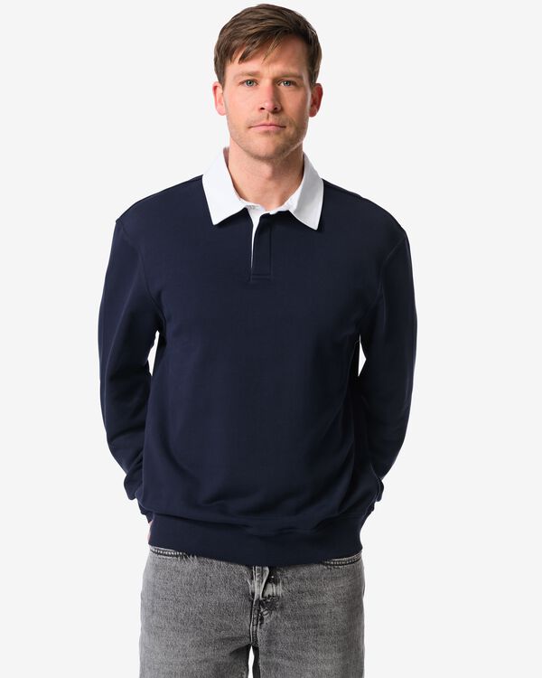 herentrui Sammy sweatstof donkerblauw donkerblauw - 2130430DARKBLUE - HEMA