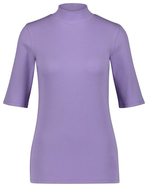 Damen-T-Shirt Clara, gerippt violett violett - 1000028273 - HEMA