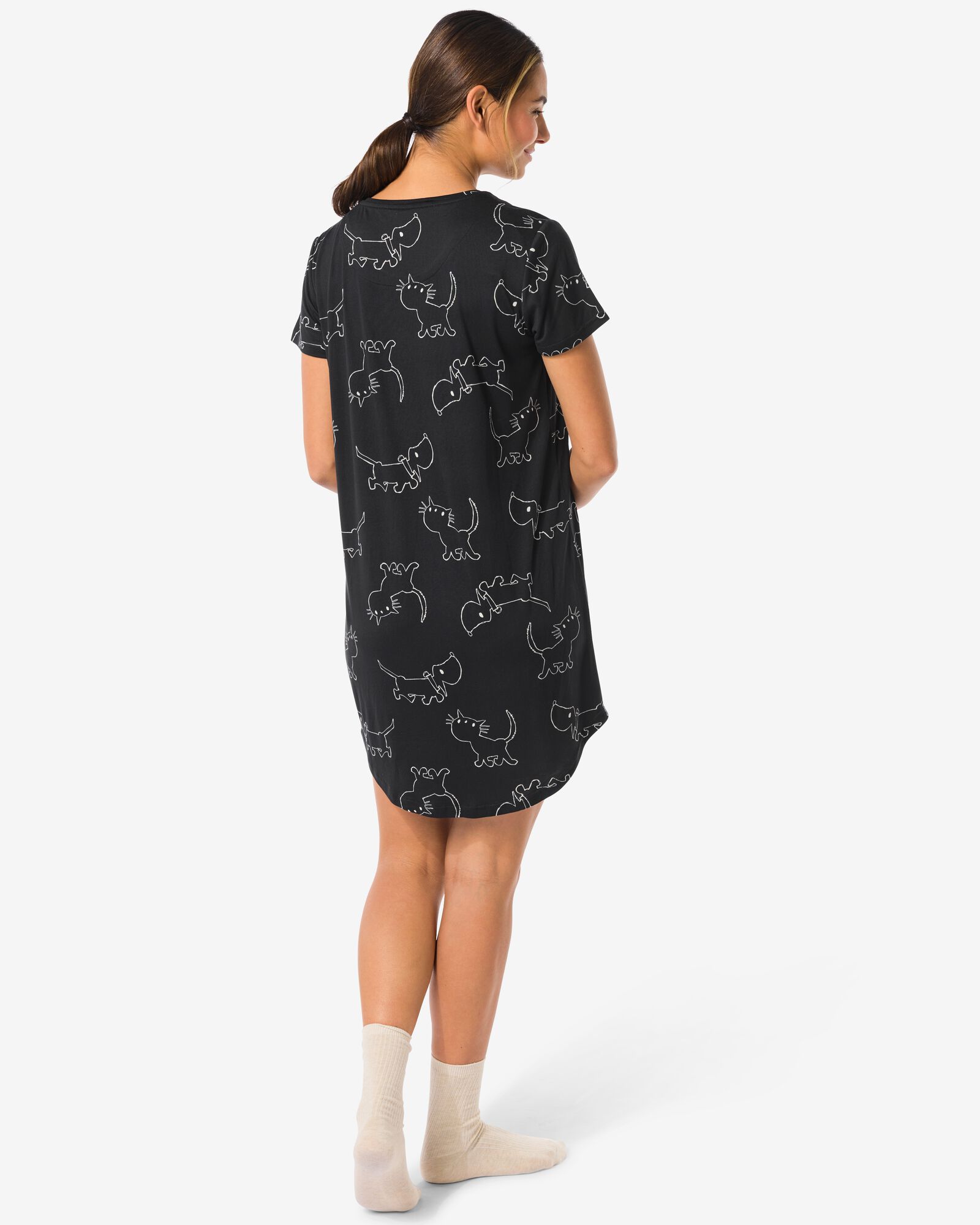 Takkie damesnachthemd micro zwart - 23401290BLACK - HEMA