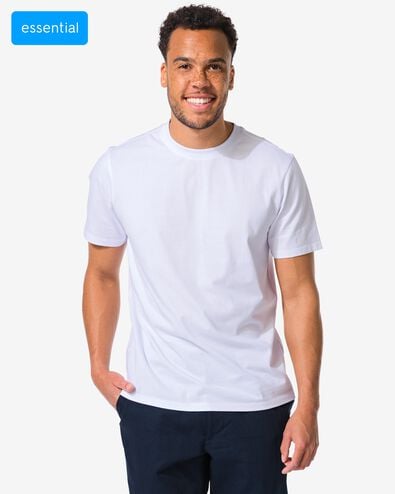 heren T-shirt regular fit wit wit - 2190320WHITE - HEMA