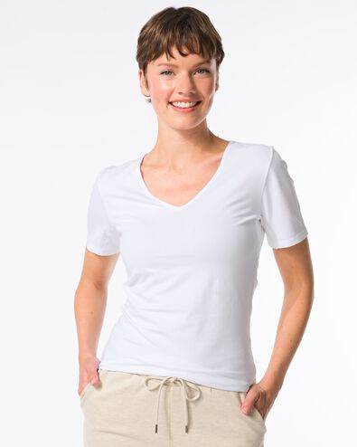 dames T-shirt perfect comfort katoen wit wit - 19611504WHITE - HEMA