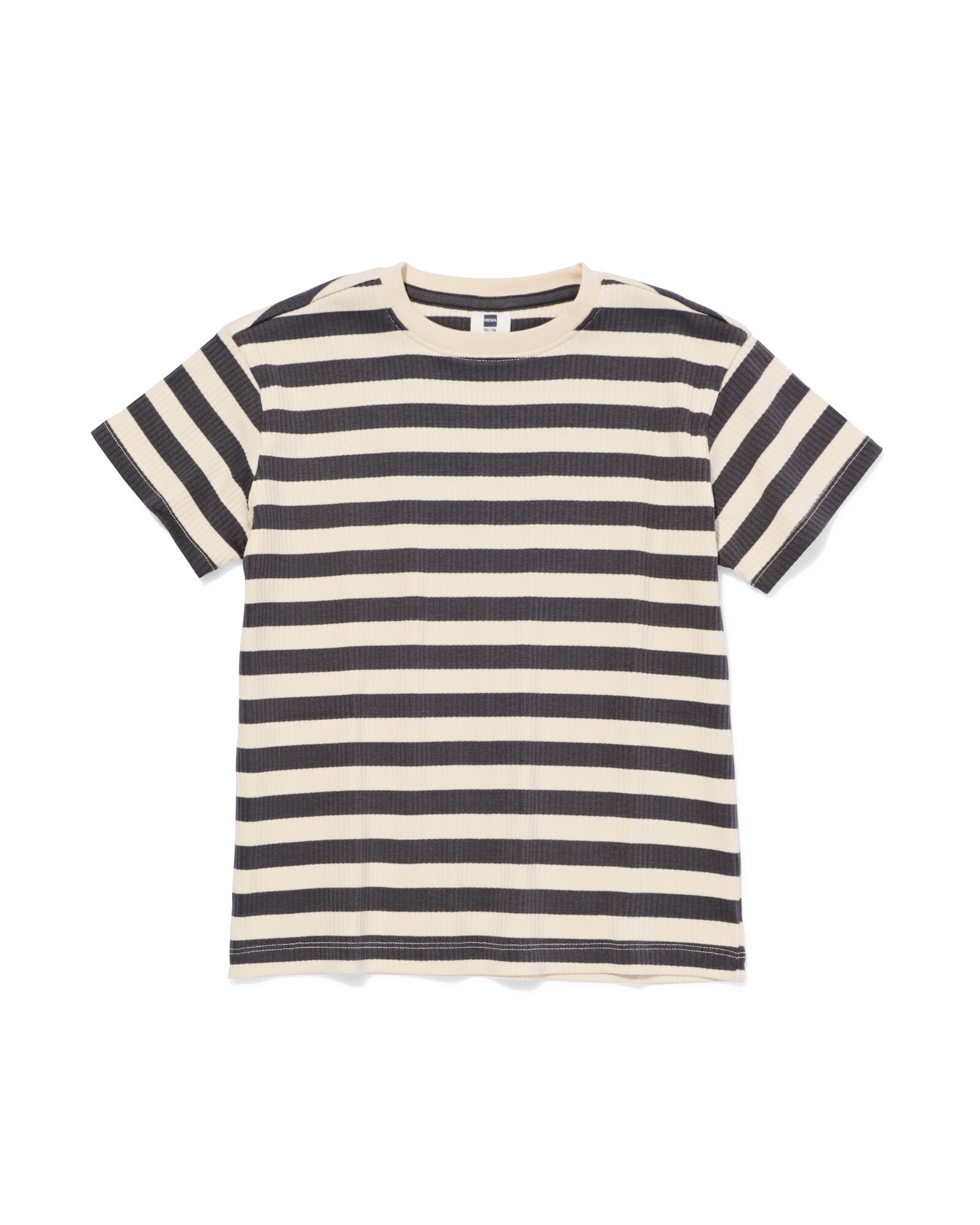 t-shirt enfant c&ocirc;tel&eacute; rayures gris fonc&eacute; - 30744407DARKGREY - HEMA