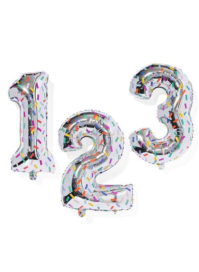 ballon alu chiffres 0-9 confettis XL argent&eacute; argent&eacute; - 2000000454 - HEMA