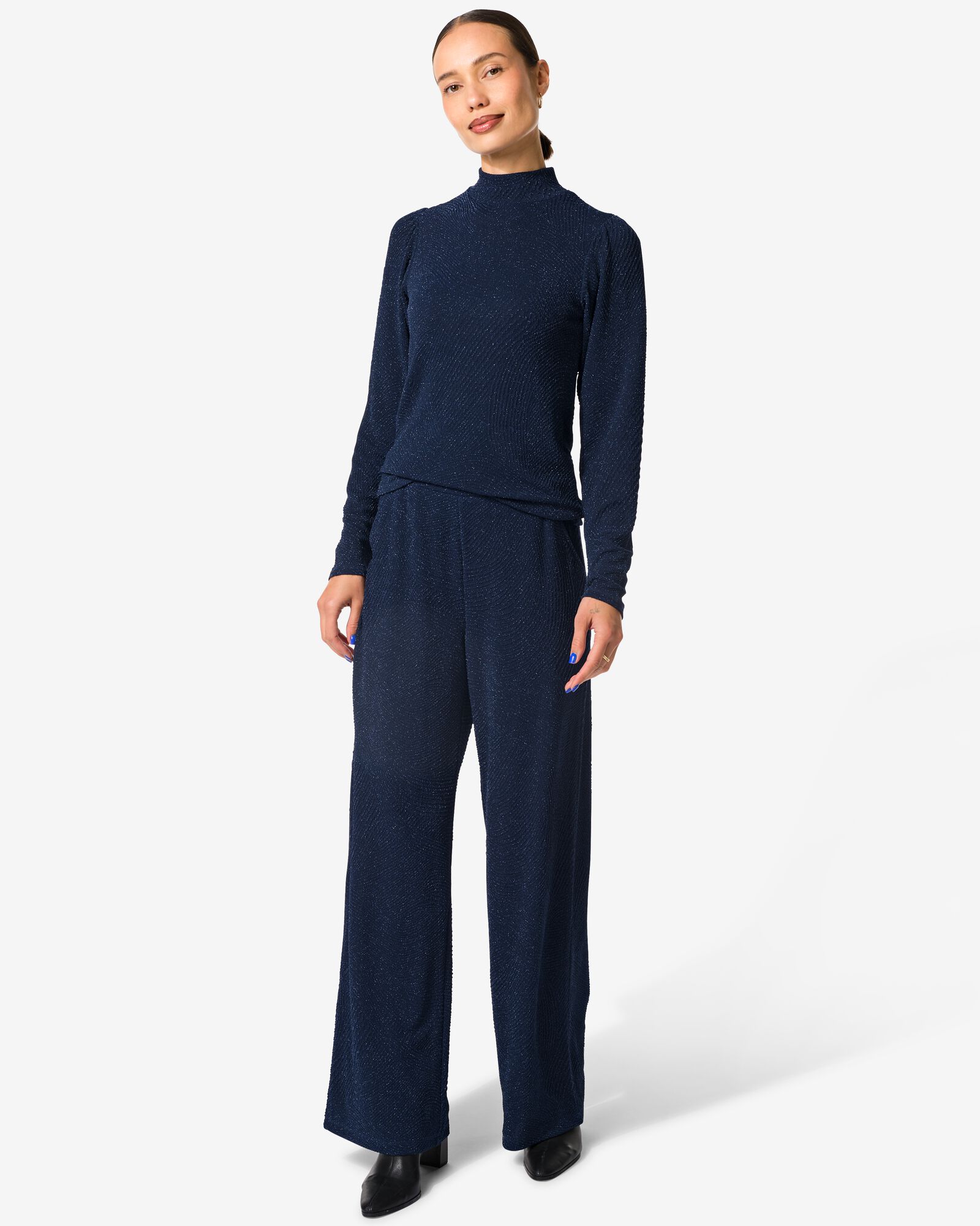 damesbroek Erin glitter blauw - 36205650BLUE - HEMA