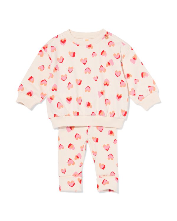 babykledingset comfy fit rib hartjes ecru ecru - 33069270ECRU - HEMA