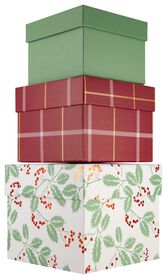 3 boîtes cadeau en carton avec couvercle - houx - 25730037 - HEMA
