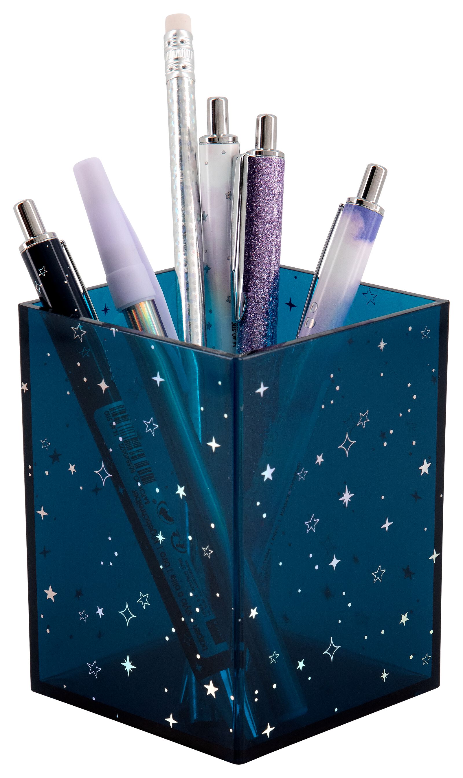 pot à crayons bleu avec étoiles 10x7x7 - 14822430 - HEMA