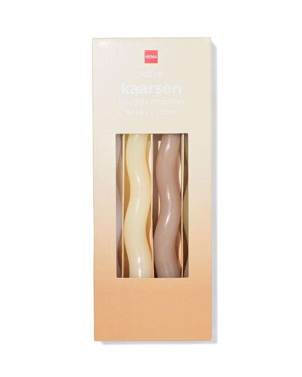 bougies longues ⌀2,2x25cm vague ivoire-naturel - 4 pi&egrave;ces - 13506150 - HEMA