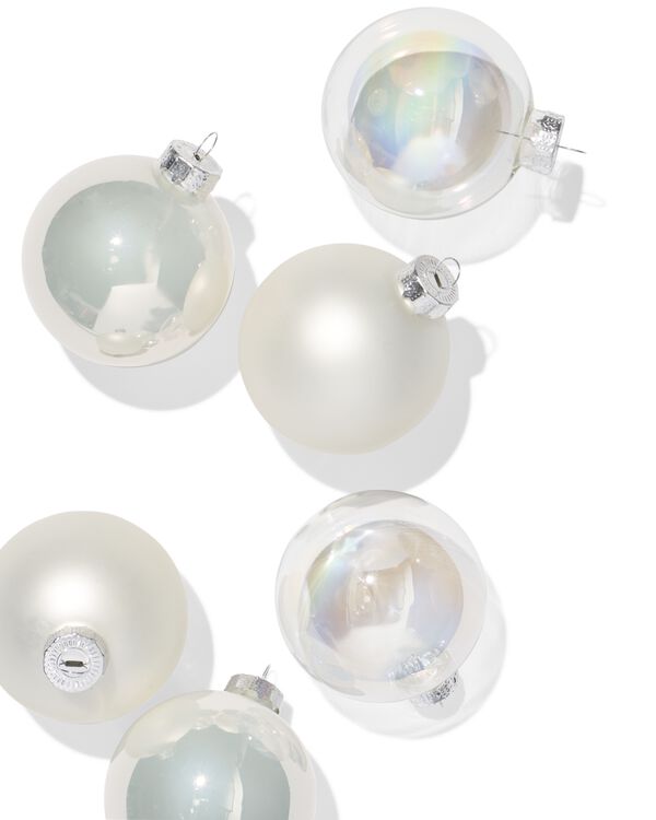 Christbaumkugeln, Set, 7,2 cm, Glas, perlmuttfarben &ndash; 6 St&uuml;ck - 25101285 - HEMA