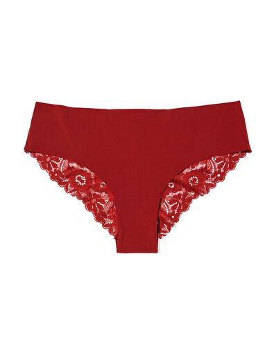 Damen-Brazilian aus Mikrofaser mit Spitze dunkelrot - 19601504DARKRED - HEMA