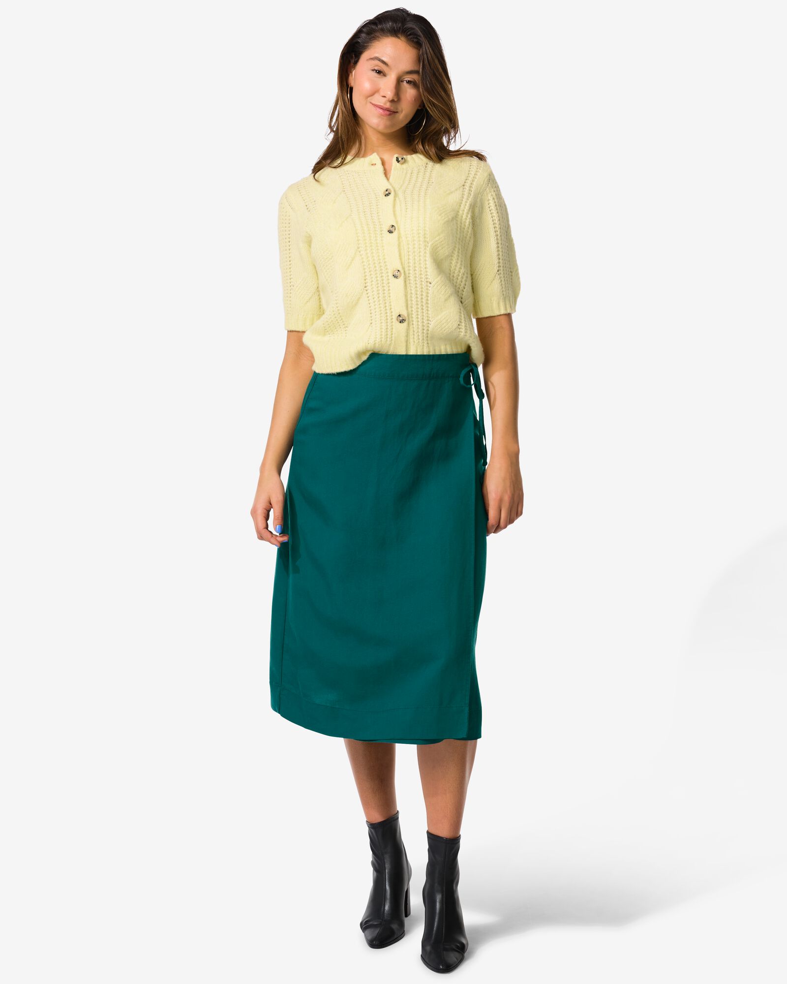 dames overslagrok Inez regular fit met overslag donkergroen donkergroen - 36207380DARKGREEN - HEMA