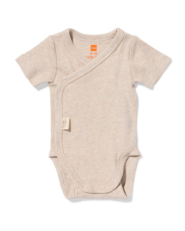 Newborn Mitwachsender Wickelstrampler, gerippt sandfarben sandfarben - 33450620SAND - HEMA