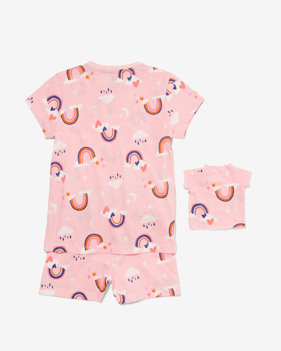 pyjacourt enfant arc-en-ciel avec t-shirt de nuit poupée rose pâle rose pâle - 1000030188 - HEMA