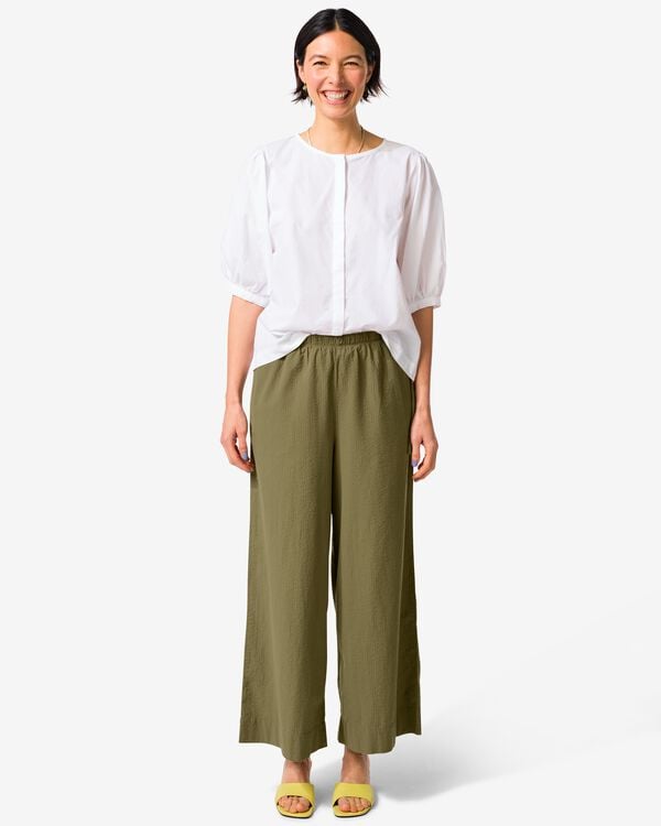 damesbroek Taylor wijd seersucker olijf olijf - 36204010OLIVE - HEMA
