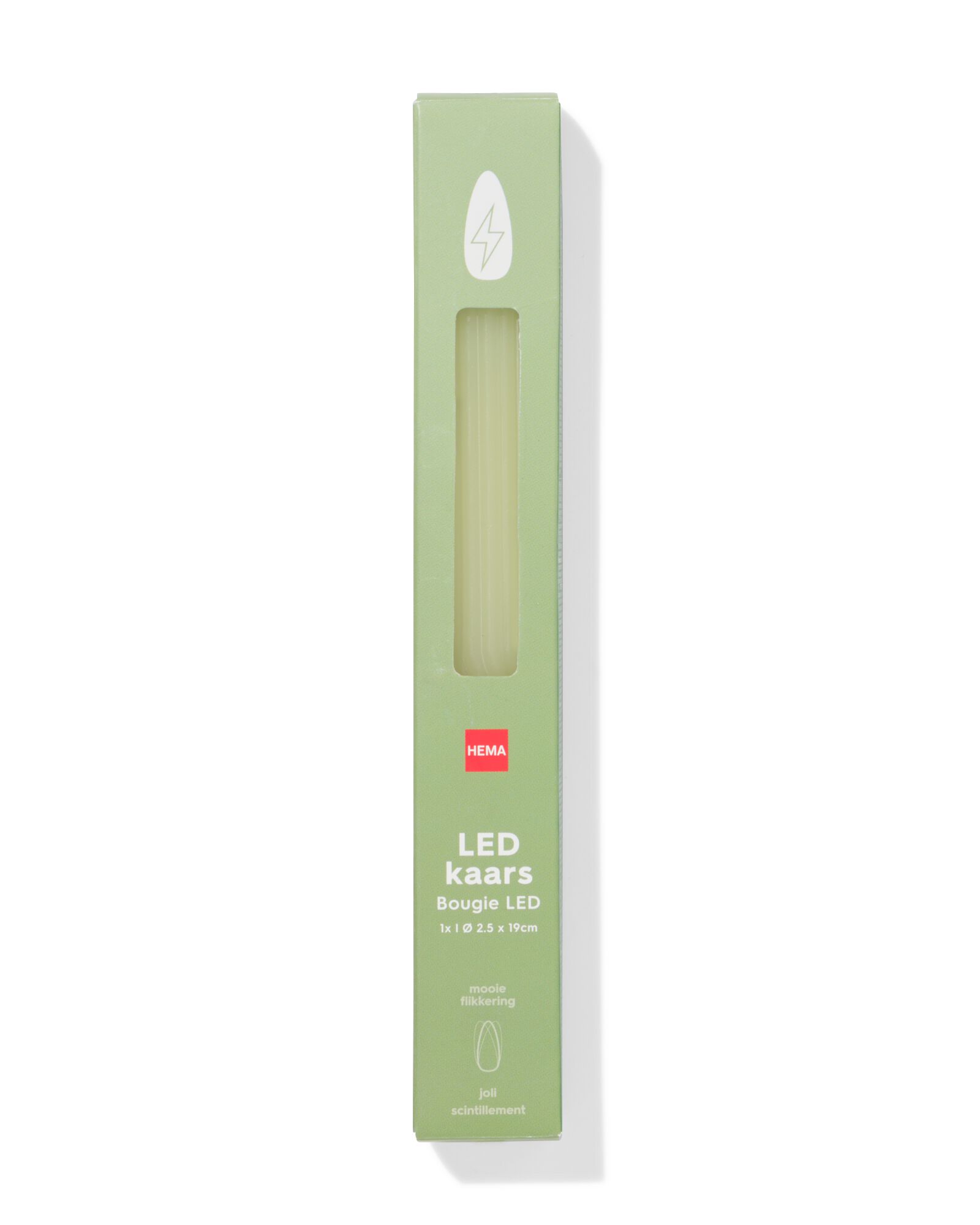 bougie d'int&eacute;rieur LED ⌀2,3x20cm nervur&eacute;e vert clair - 13550137 - HEMA