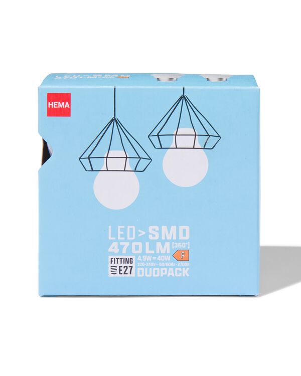 boule led smd E27 4.9W 470lm - 2 pi&egrave;ces - 20000040 - HEMA