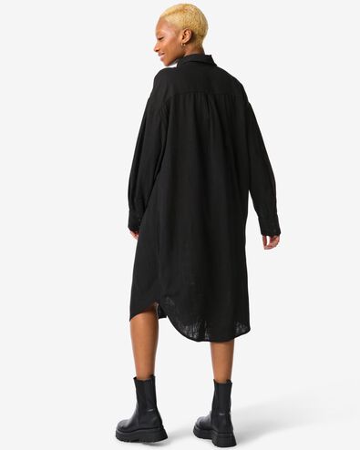 Damen-Hemdblusenkleid Lizzy, mit Leinen schwarz XL - 36200174 - HEMA
