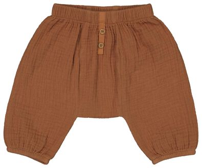 pantalon nouveau-né coton mousseline marron - 1000023558 - HEMA