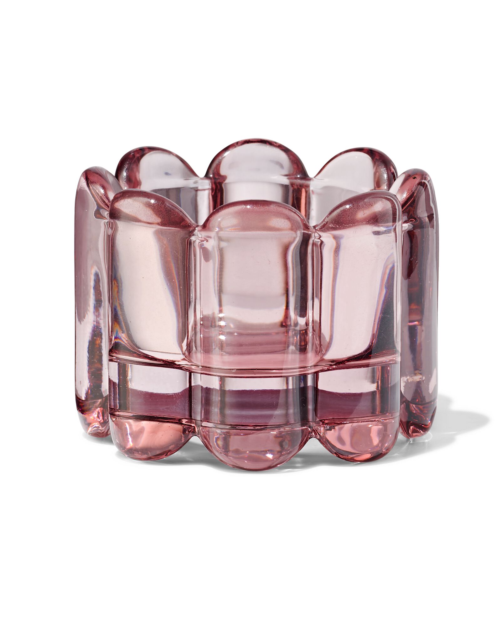 sfeerlichthouder glas ribbel roze - 13325047 - HEMA