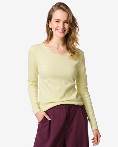 dames T-shirt Colette ajour geel geel - 36207520YELLOW - HEMA