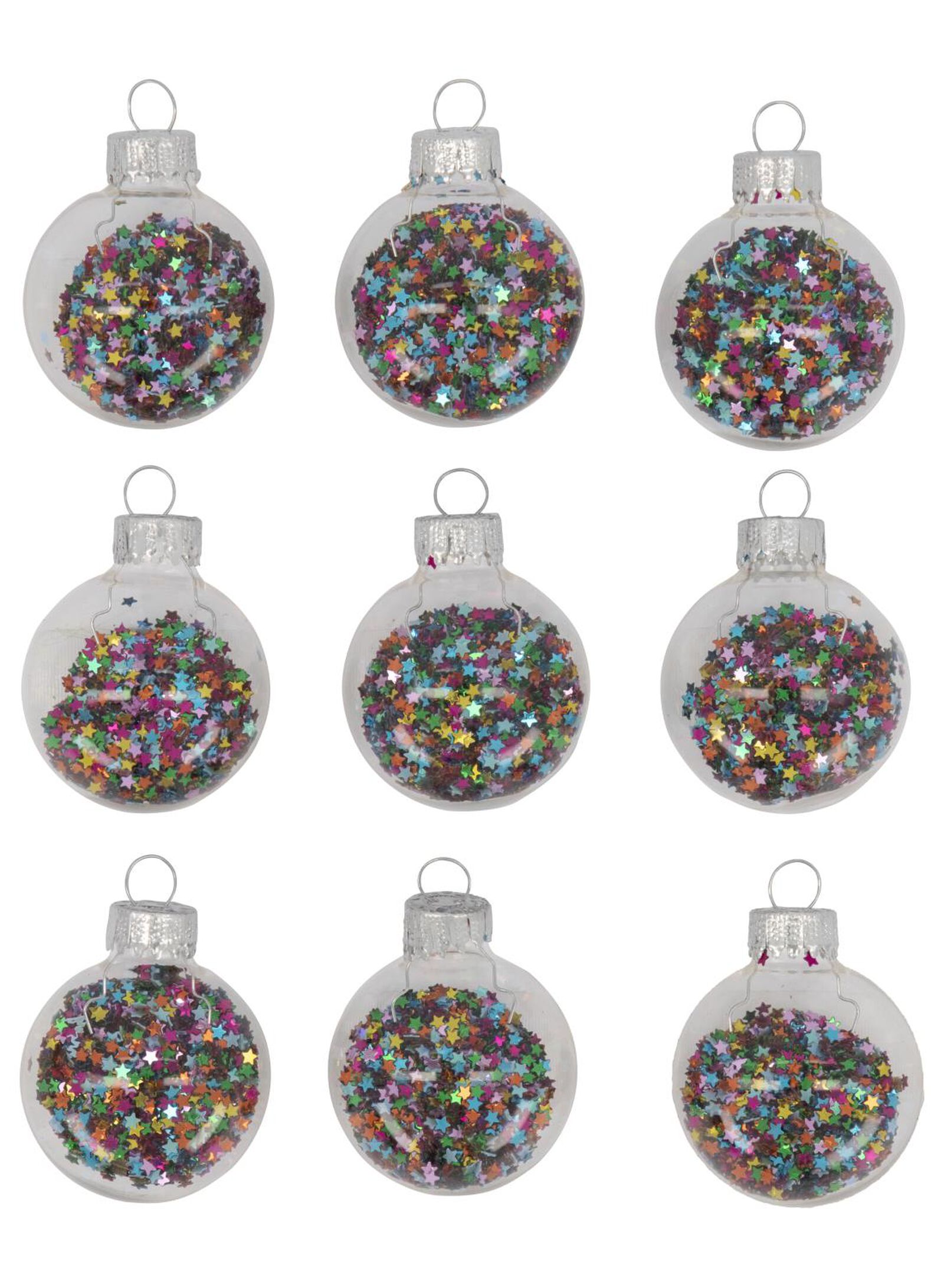 9 boules de Noël avec confettis - verre Ø 4 cm - HEMA