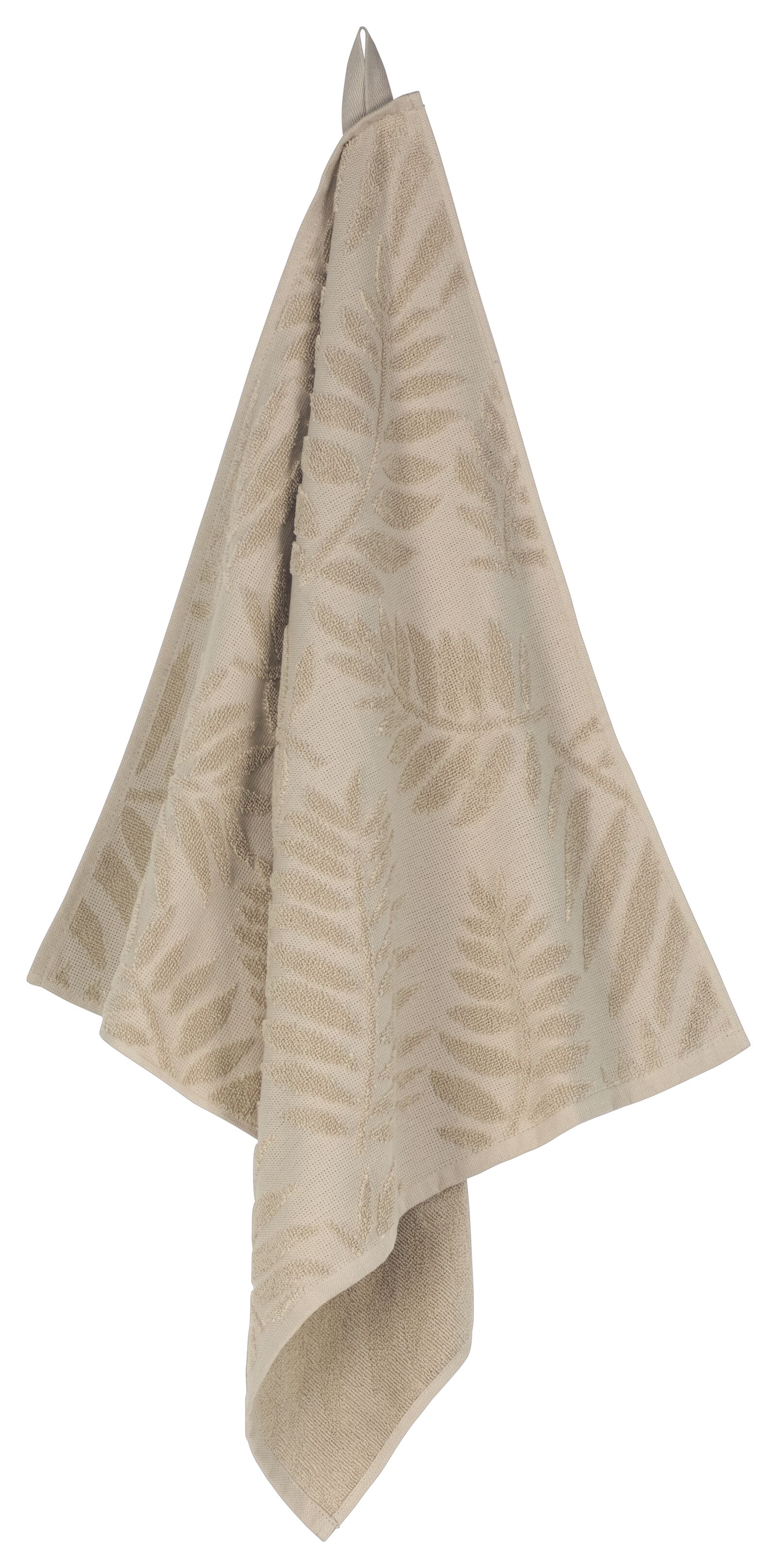 essuie-mains 50x50 coton feuilles sable - 5420082 - HEMA