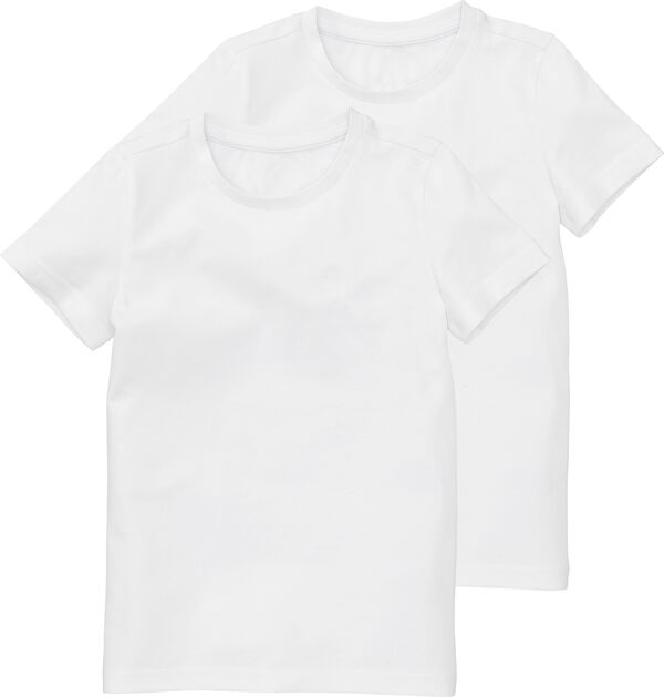 2 pak kinder t-shirts - biologisch katoen wit wit - 1000019381 - HEMA
