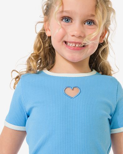 kinder T-shirt rib hartjes lichtblauw lichtblauw - 30827338LIGHTBLUE - HEMA