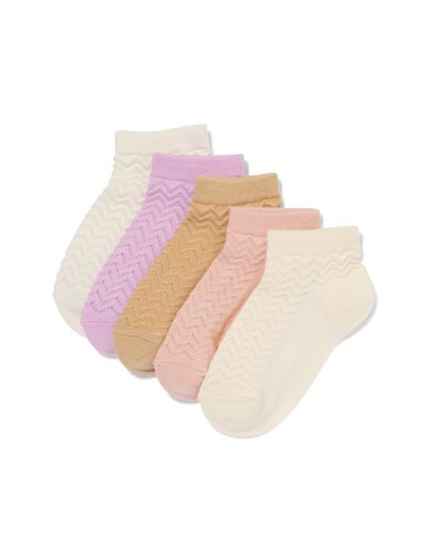 socquettes enfant zigzag - 5 paires vieux rose vieux rose - 4320720OLDPINK - HEMA