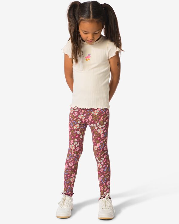 leggings enfants c&ocirc;tel&eacute;s &agrave; fleurs - lot de 2 marron clair marron clair - 30829602LIGHTBROWN - HEMA