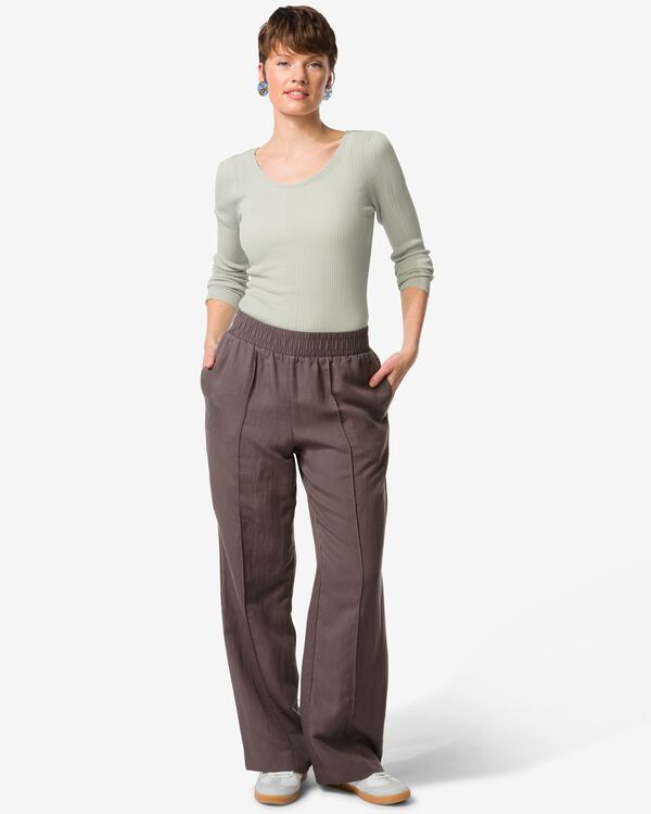 pantalon femme Inez coupe large  marron marron - 36207370BROWN - HEMA