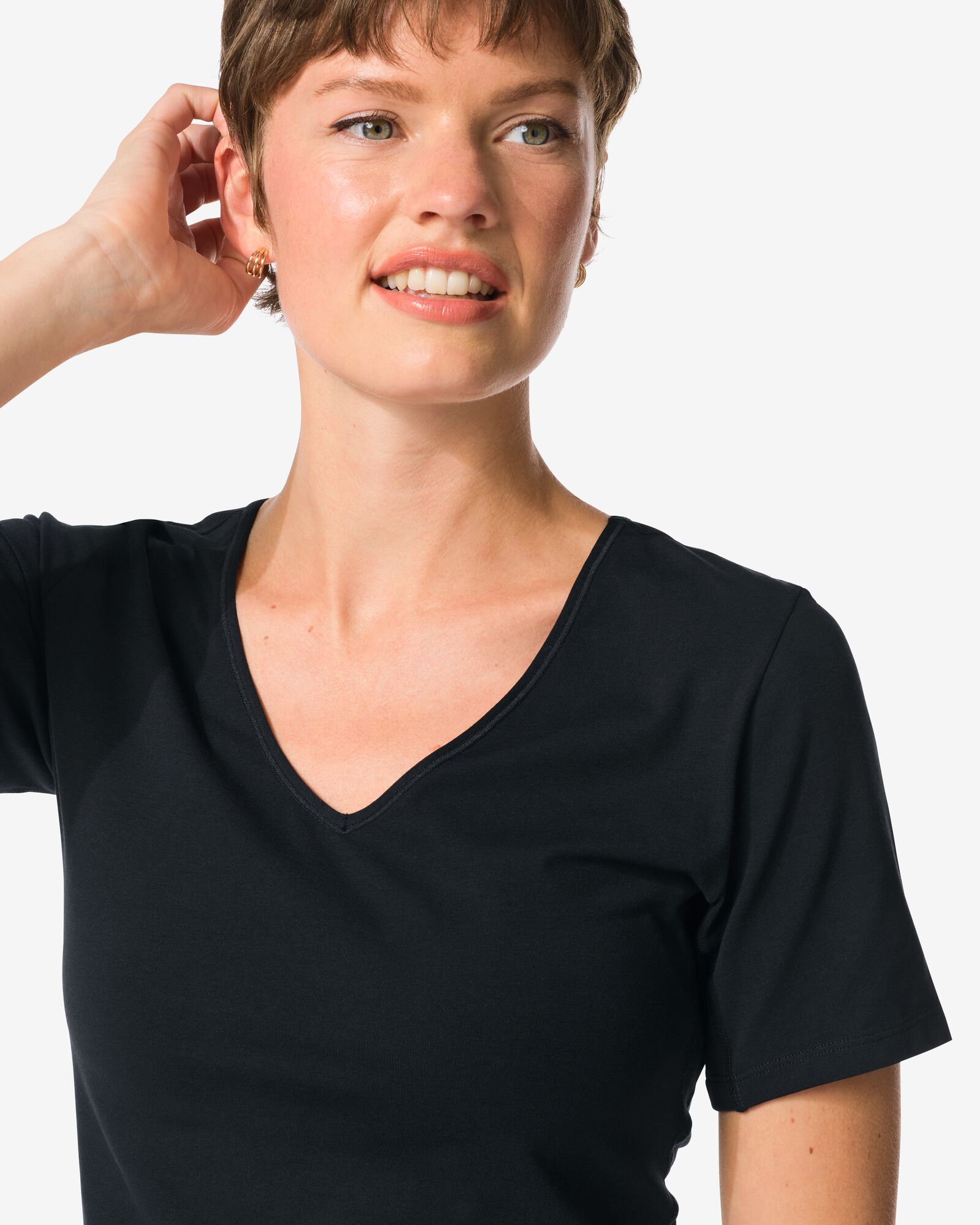 Damen-T-Shirt, perfekter Komfort, Baumwolle schwarz schwarz - 19611654BLACK - HEMA