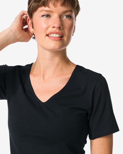 Damen-T-Shirt, perfekter Komfort, Baumwolle schwarz schwarz - 19611654BLACK - HEMA