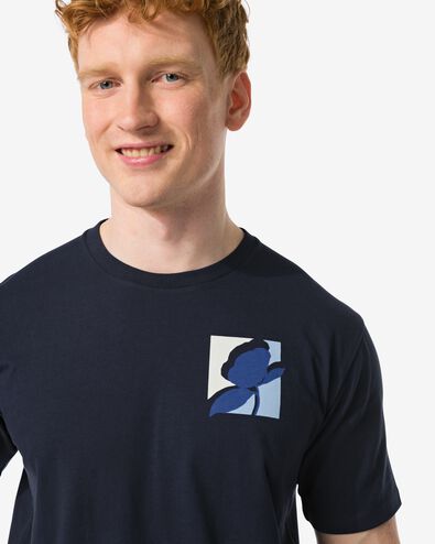 t-shirt homme avec impression dans le dos bleu foncé M - 2115825 - HEMA