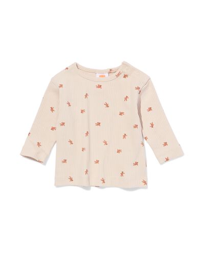 newborn T-shirt rib beren ecru ecru - 33432420ECRU - HEMA