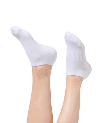 dames enkelsokken sport allround met badstof - 5 paar wit wit - 1000028886 - HEMA