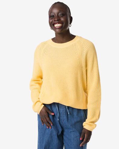 damestrui Olena fijngebreid geel geel - 36207030YELLOW - HEMA