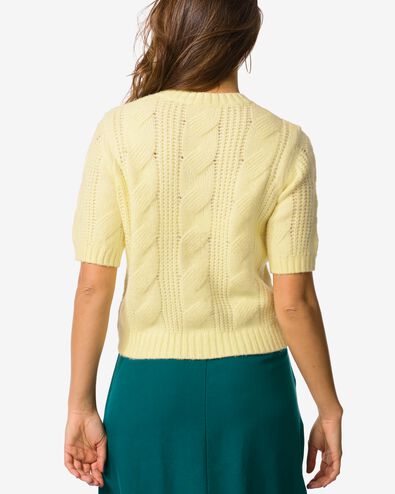 damesvest Foxi fijngebreid kabel geel geel - 36207340YELLOW - HEMA