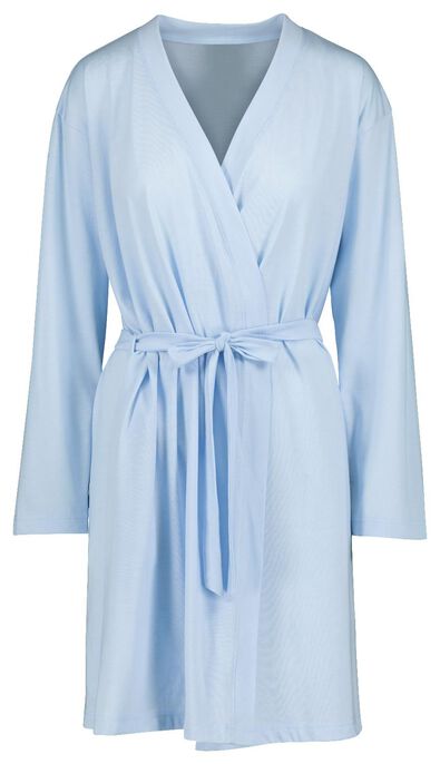peignoir femme coton bleu clair - 1000019762 - HEMA
