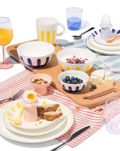 waterglas 320ml Tafelgenoten glas met roze - 9401131 - HEMA