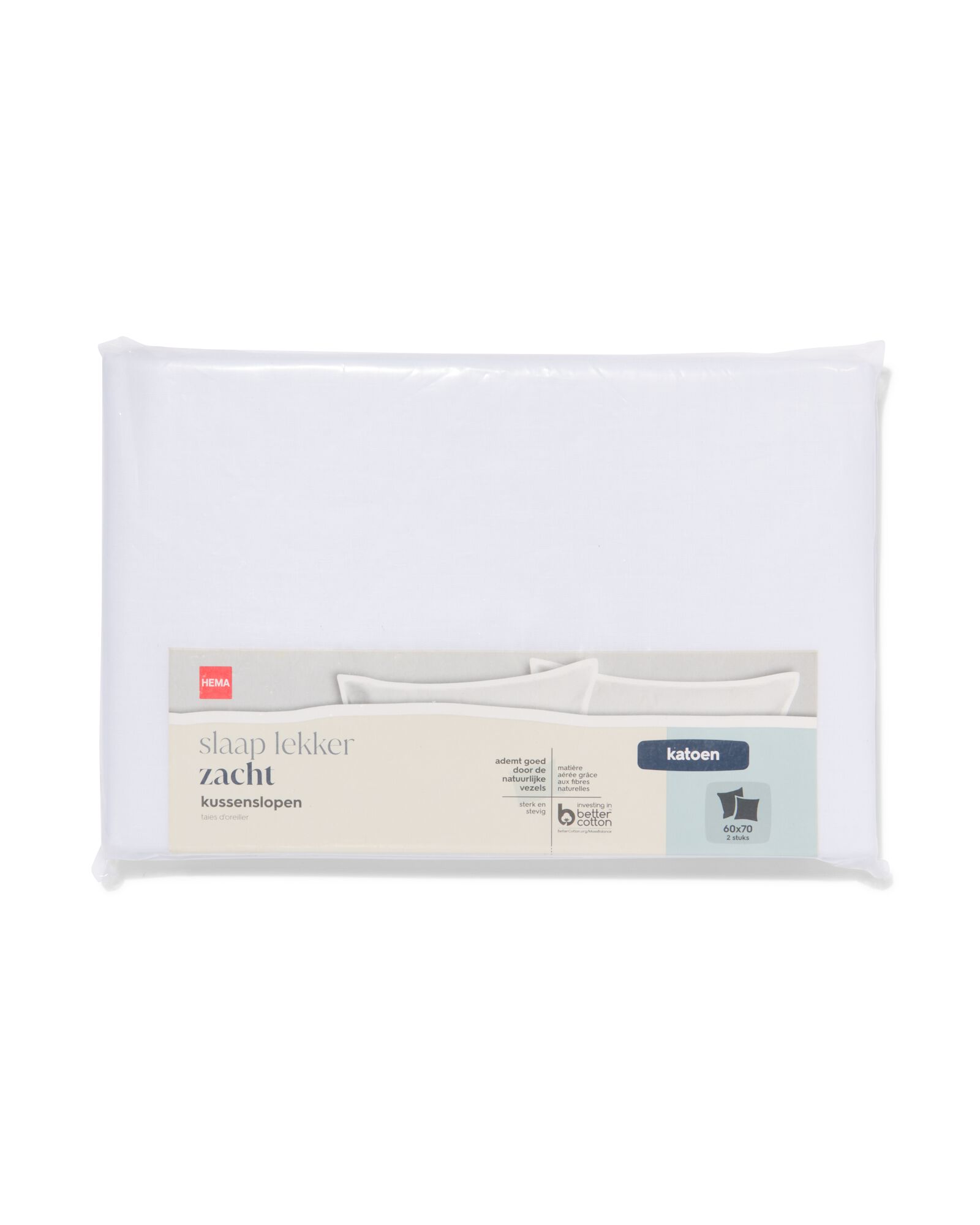 taies d'oreiller 60x70cm coton doux blanc - 5180036 - HEMA