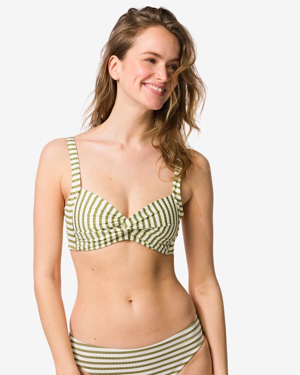 Damen-Bikinioberteil Anette, gestreift mittelgr&uuml;n - 22360180MIDGREEN - HEMA