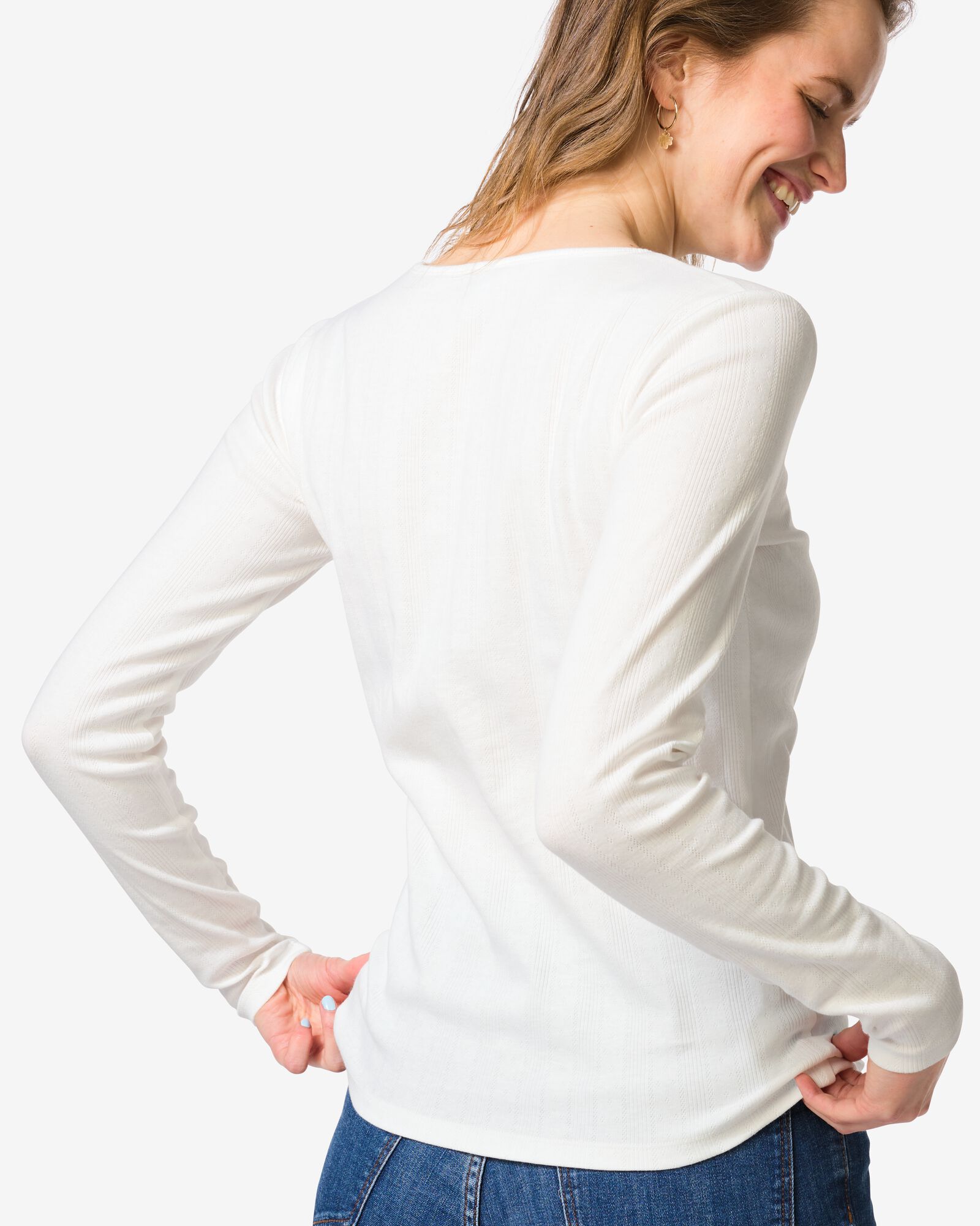 dames T-shirt Colette ajour wit wit - 36207480WHITE - HEMA