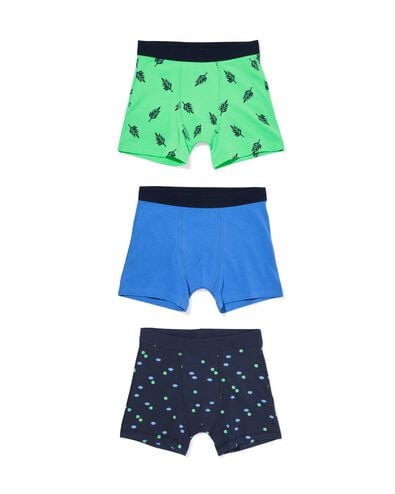 boxers enfant coton stretch feuilles - lot de 3 bleu bleu - 19200070BLUE - HEMA