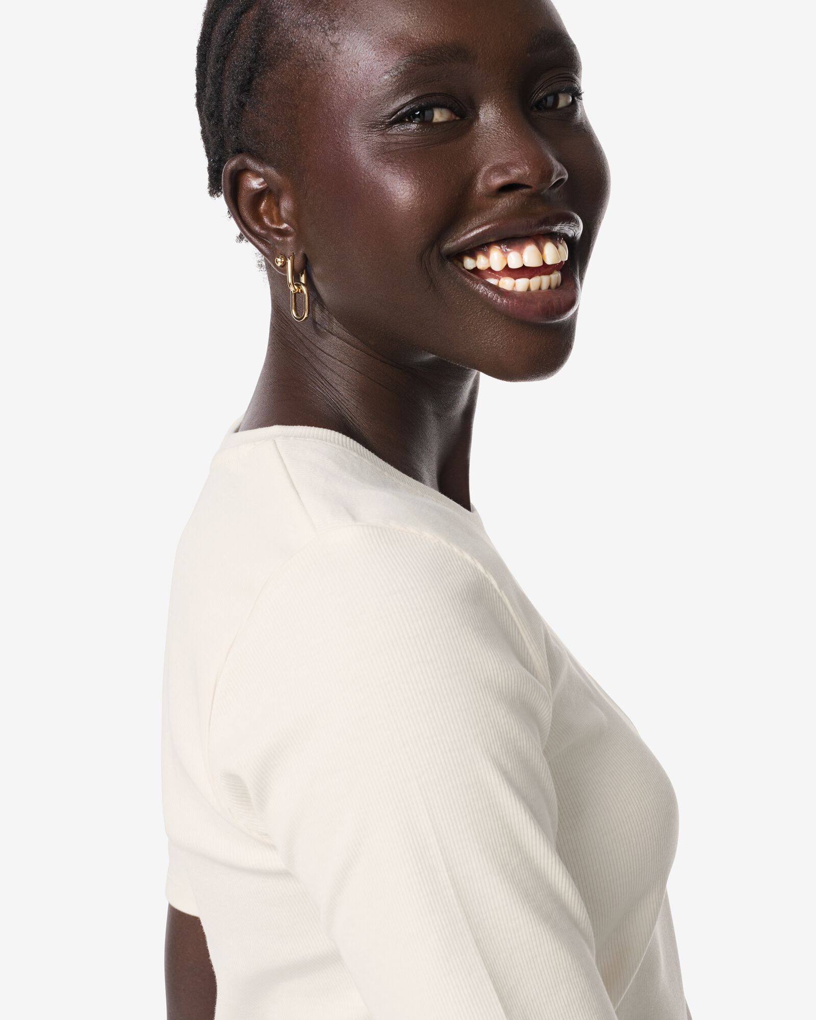 t-shirt femme Clara c&ocirc;tel&eacute; blanc blanc - 36259250WHITE - HEMA