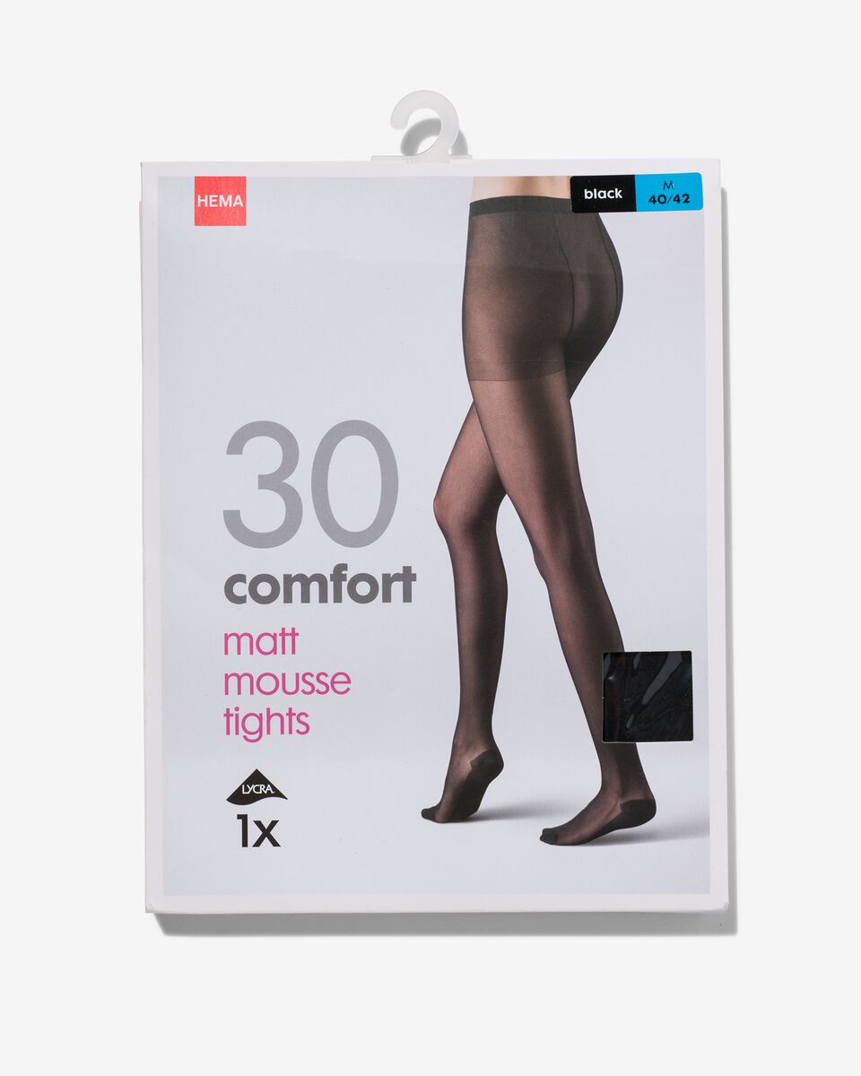 panty comfort 30 denier zwart 40/42 - 4042366 - HEMA