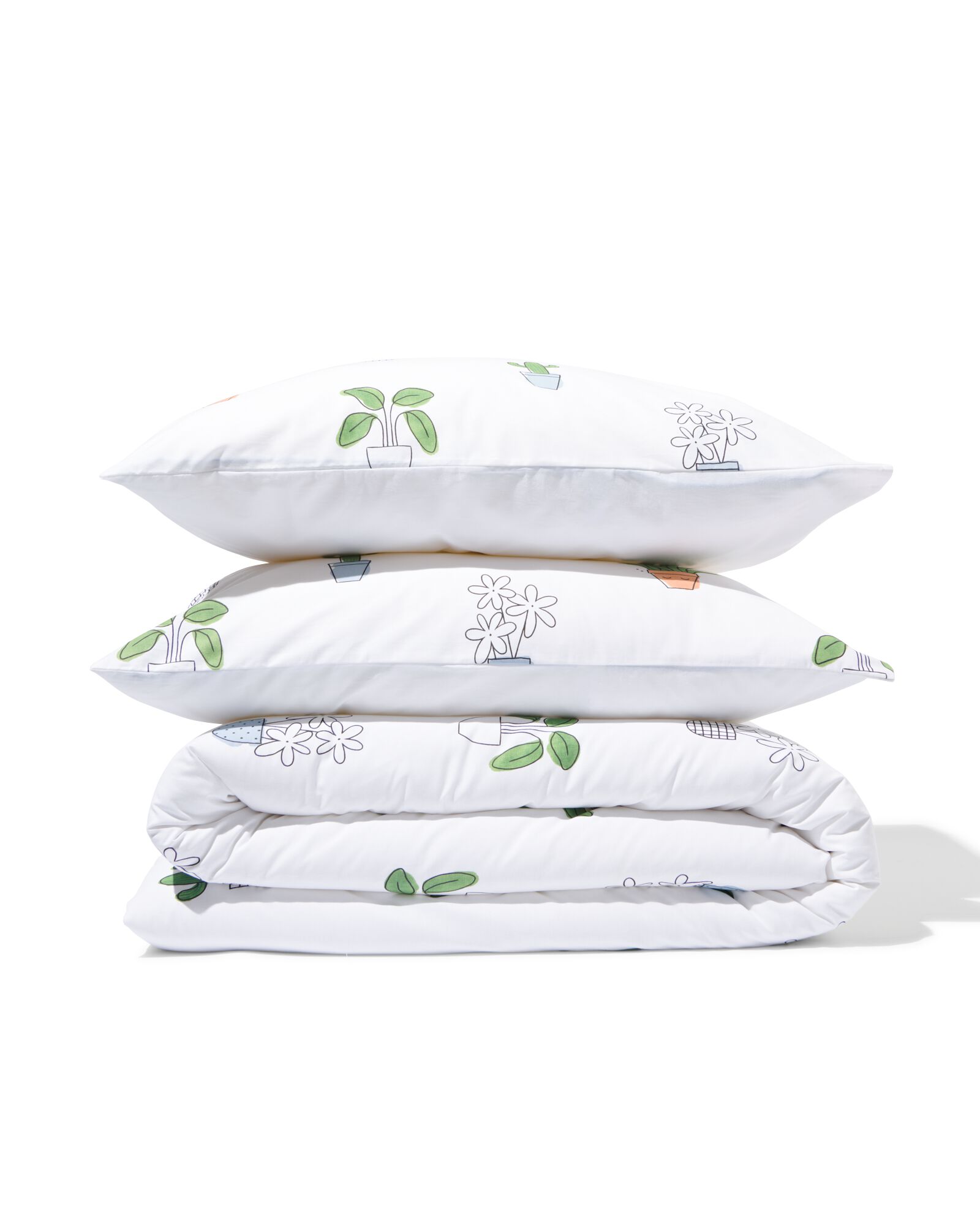 housse de couette coton doux 240x200/220 plantes blanc - 5790208 - HEMA