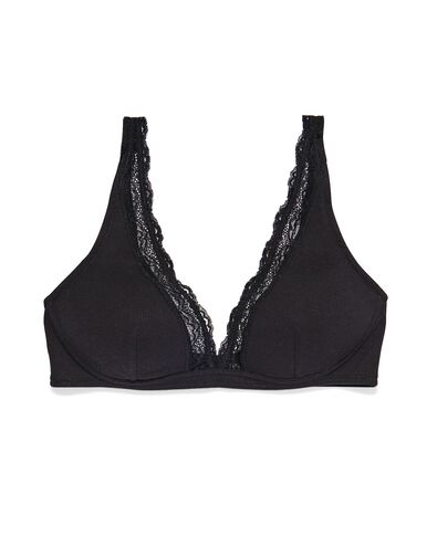bralette met kant zonder beugel zwart zwart - 21900191BLACK - HEMA