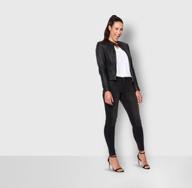 Damen-Lederjacke schwarz - 1000010598 - HEMA