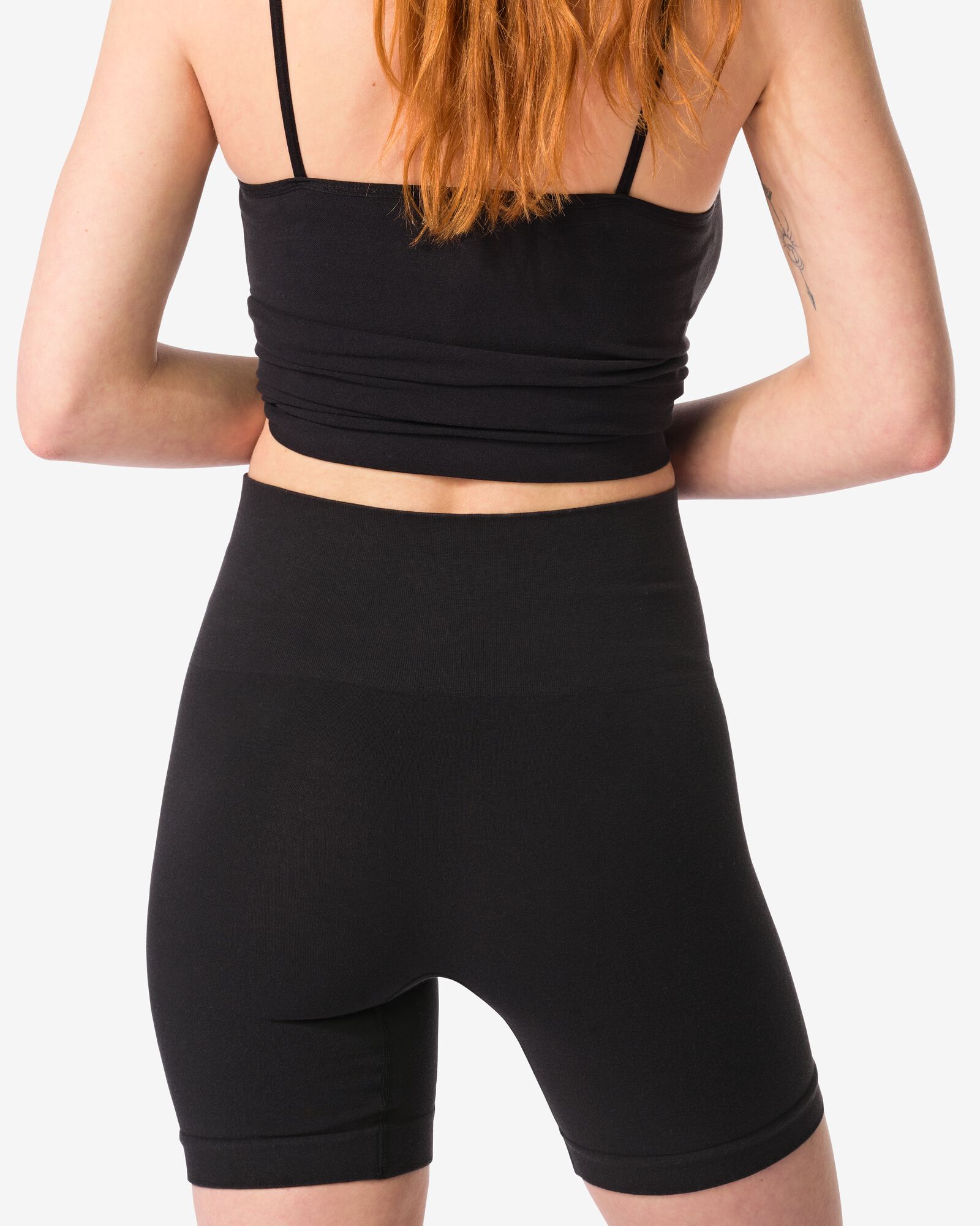 Figurfreundliche Radlerhose mit hoher Taille, leicht figurformend, Baumwolle schwarz schwarz - 21550200BLACK - HEMA